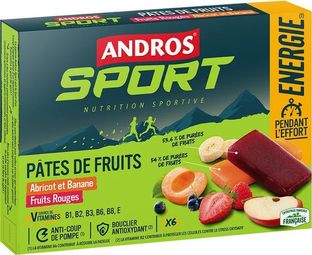 Pack pâtes de fruit Andros Sport Energie Mix Fruits rouges/Abricot Banane - 6x30g