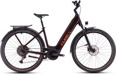 Cube Touring Hybrid Pro 625 Easy Entry Electric Hybrid Bike with Shimano Cues 11-Speed, 625 Wh, 700 mm, Brown/Orange/Cinnamon, 2025, Size 46, 159/169 cm - Display Bike