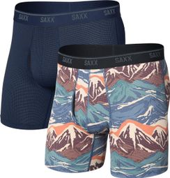 Saxx Quest Quick-Dry Mesh boxershorts, blauw/meerkleurig (set van 2)