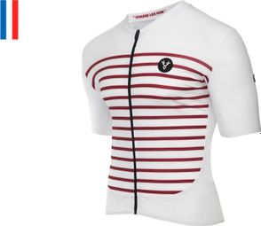 Maglia manica corta LeBram Ventoux Bianco Bordeaux Vestibilità slim