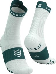 Chaussettes Compressport Pro Racing V4.0 Run High Blanc/Bleu