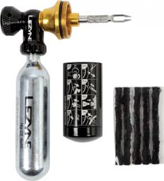 Lezyne Tubeless CO2 Blaster Dispensador de CO2 y kit de reparación de neumáticos sin cámara Negro Oro