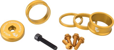 Kit colore anodizzato a denti di lupo (distanziali per cuffia, tappo dello stelo, bulloni per portaborraccia) oro
