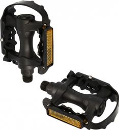 PEDALE VTT ACIER OPTIMIZ ARGENT/NOIR CORPS RESINE D9/16  (PR) (CALES-PIED ADAPTABLE)