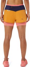 Pantaloncini Asics FujiTrail Orange Coral da donna 2 in 1