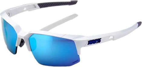 100% Speedcoupe Mat Wit / Blauwe Spiegelende Lens
