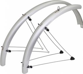 GARDE BOUE VTT TRINGLES 26  STRONGLIGHT COUNTRY 60mm ARGENT (PAIRE) AVEC FIXATION CLASSIC TRINGLES INOX