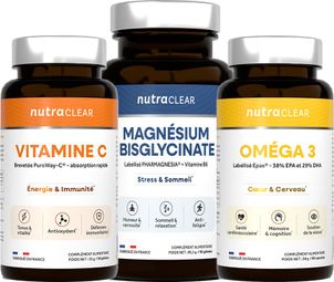 Pack Vitalité - Vitamine  Magnésium  Oméga 3 - Nutraclear -  Pack Santé Mp