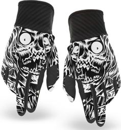 Pair of Loose Riders Skully White/Black Long Gloves