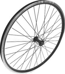 ROUE 26  VTT AVANT JANTE ALU DOUBLE PAROI NOIRE FREIN PATIN MOYEU ALU BLOCAGE RAPIDE .