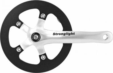 PEDALIER ROUTE STRONGLIGHT 8V. IMPACT R ARGENT 170mm 42dts AVEC CARTER POUR TRANSMISSION SANS TENDEUR DE CHAINE POUR MOYEUX VITESSES INTEGREES (AXE CARRE 127mm)