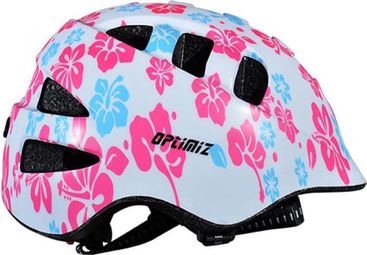 Casque enfant Optimiz - Fleurs Blanc Rose Bleu - Extra Small