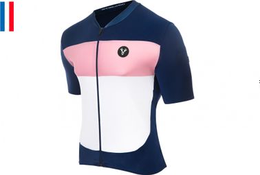 Maglia manica corta LeBram Eze blu navy rosa slim fit