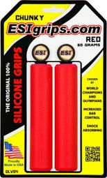 Coppia di ESI Grips Silicone CHUNKY Red 32 millimetri