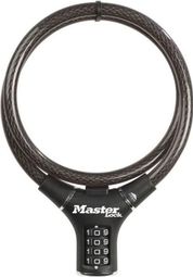 ANTIVOL VELO CABLE A COMBINAISON MASTERLOCK DIAM 12mm L 90cm NOIR - NIVEAU SECURITE 7