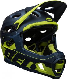 Bell Super DH Mips Helm mit abnehmbarem Kinnriemen Blau Gelb 2021