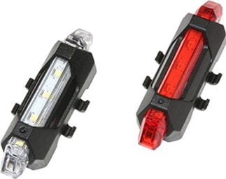 ECLAIRAGE VELO USB KIT LENS SUR CINTRE-TIGE DE SELLE 5 LEDS 2 FONCTIONS NOIR