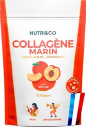 Collagène Marin - Peau et Santé des Articulations - Goût Pêche - 180 grammes