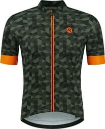 Maillot Manches Courtes Velo Rogelli Rubik - Homme - Vert/Orange