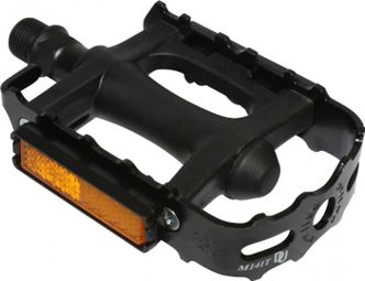 PEDALE VTT NEWTON RESINE NOIR CAGE ACIER NOIR 9-16  ROULEMENT DU (PAIRE)