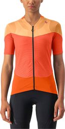 Maillot Castelli de manga corta para mujer Gradient Color Block Naranja