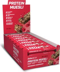 Boîte De Barres Protein Muesli (28x30g) - Biotech Usa - Canneberges Framboises -  Barres Protéinées