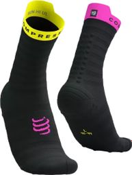 Compressport Pro Racing v4.0 Ultralight Run High Socken Schwarz/Gelb/Pink