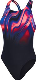 Speedo Women's Placement Powerback Swimsuit Black/Red