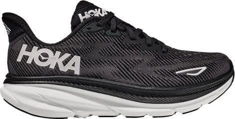 Chaussures de Running Femme Hoka Clifton 9 Wide Noir Blanc