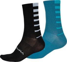 Lot de 2 Paires de Chaussettes Endura Coolmax Bleu/Noir