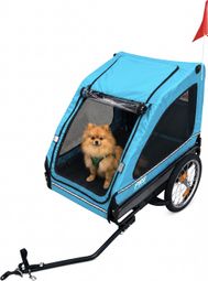 Remorque pour chien bleue – avec réflecteurs – 30 kg