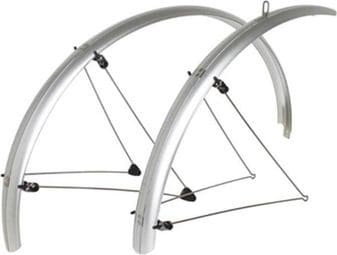 garde boue city-vtc tringles 28'' tour 54mm argent (paire)