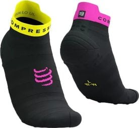 Compressport Pro Racing v4.0 Ultralight Run Low Socken Schwarz/Gelb/Pink