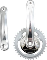 PEDALIER MONOVITESSE/FIXIE 46D L165 ALU ARGENT/NOIR (DIAM 130/AXE CARRE DECALE