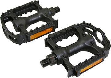 Marwi Jeu de pédales VTT/Trekking SP-872N avec filetage fin plastique noir (emballage blister)
