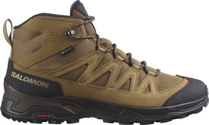 Salomon X Ward Leather Mid Gore-Tex Trailrunning-Schuhe Braun/Schwarz