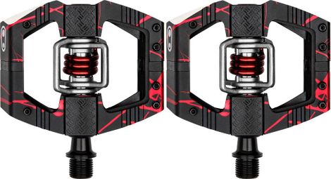 Refurbished Product - Pair of Crankbrothers Mallet E LS Limited Edition Red Splatter Automatic Pedals with Cages