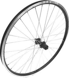 ROUE 26  VTT ARRIERE JANTE ALU DOUBLE PAROI NOIRE FREIN PATIN MOYEU ALU BLOCAGE RAPIDE CASSETTE .