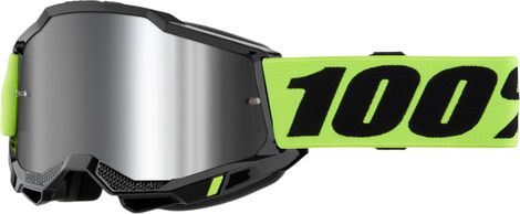 Máscara de BTT 100 % Accuri 2 Junior Amarillo Neón - Espejo Plateado 