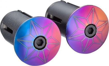 Embout de cintre vélo Supacaz Star plugz anodized - oil slick