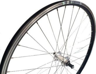 ROUE 26  VTT ARRIERE JANTE ALU DOUBLE PAROI NOIRE FREIN PATIN MOYEU ALU BLOCAGE RAPIDE ROUE LIBRE 6/7/8V.