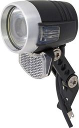 ECLAIRAGE VELO VAE - E-BIKE AVANT SUR FOURCHE AXA BLUELINE 6-12V 50LUX (38mm) NOIR COMPATIBLE DYNAMO ET VAE -POUR VOIR A 70M ET VISIBLE A 4KMS
