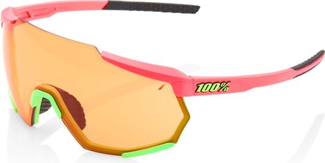 100% Racetrap Sunglasses Matte Washed Out Neon Pink / Persimmon Lens