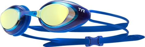 Tyr Black Hawk Swim Goggles Mirror Blue Gold