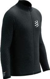 Compressport Sudadera con cremallera sin costuras Sudadera con capucha Negra