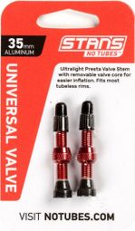 Stan's NoTubes - Paire de valves  Universal  Al  Presta 35mm  Rouge