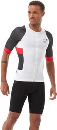 Compressport Stream Kurzarm-Trikot für Herren, Weiß/Schwarz/Rot