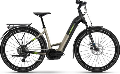 Haibike Trekking 4 Low elektrische hybridefiets met Shimano Cues 10V, 27,5 inch, 600 Wh, beige/zwart, 2026