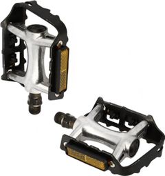 PEDALE VTT ALU OPTIMIZ ARGENT/NOIR D9/16  (PR) (CALES-PIED ADAPTABLE)