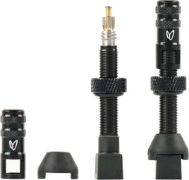 Par de Válvulas Tubeless Effetto Mariposa Caffélatex 40 mm Presta con Tapones de Extracción de Carcasa Negra